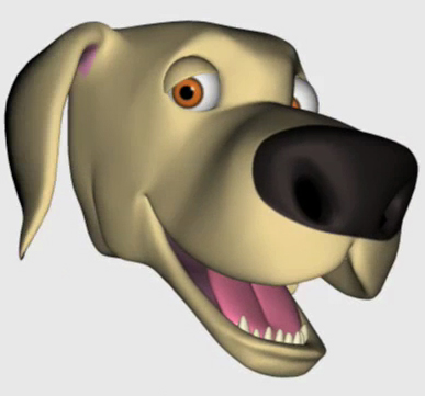 Rendered head of Dog Character
