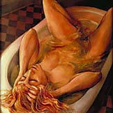 Woman in bath II (1996), oil on canvas, 91 x 91cm. 