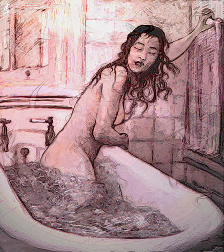 Photoshop drawing: The bath